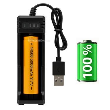 Imagem de Carregador Universal USB Com Bateria 14500 3.7V 5000mAh Recarregável L