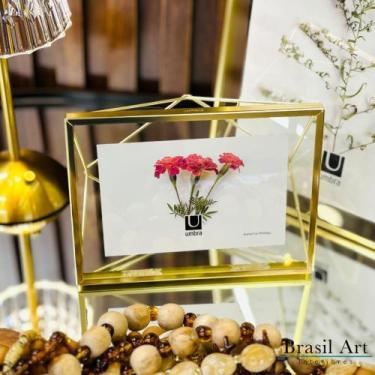 Imagem de Porta-Retrato Prisma Dourado 10x15cm - Moldura Geométrica de Luxo para