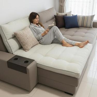 Imagem de Pillow Top Sofá WAVY Retrátil Reclinável Protetor Dupla Face com 12cm 