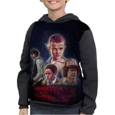 Imagem de Casaco Moletom Infantil Série Stranger Things Desenho - smoke, Preto, 