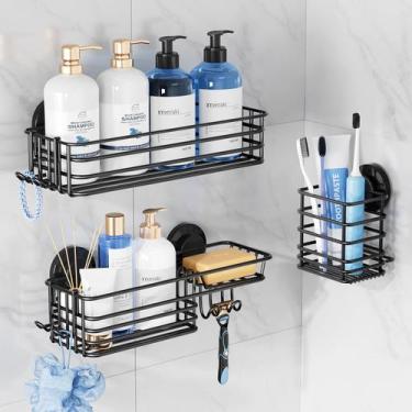 Imagem de Ventosa Shower Caddy TAILI com ganchos e suporte de sabonete, pacote c