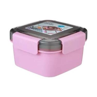 Imagem de Kit Saladeira com 2 Níveis e Talher 1,1 Litro - Rosa - MINISO
