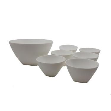 Imagem de Conjunto de Bowls Sobremesa Tigela Saladeira Pote 7 peças Branco - Deh