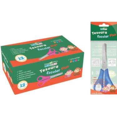 Imagem de Tesoura Escolar diversas 13cm 12 unid - Leonora