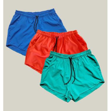 Imagem de Kit 3 Shorts Praia Feminino Elastano Premium WSS Azul Rosa e Verde