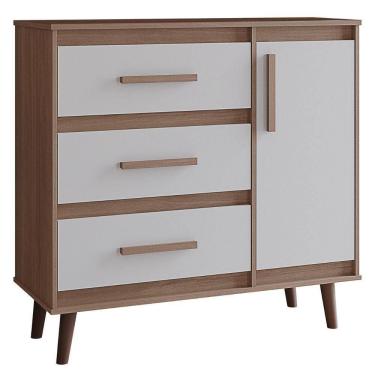 Imagem de Cômoda Sapateira Mila 1 Porta 3 Gavetas Savana Off White Moblis