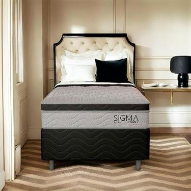 Imagem de Cama Box com Colchão Solteiro Giorgia Molas Ensacadas (22x88x188) Branco e Cinza