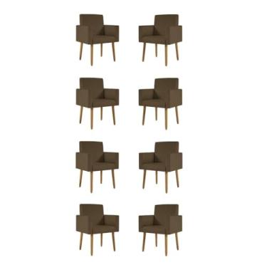 Imagem de Kit 08 Cadeiras Poltronas Decorativa - Escritório - Recepção Cor:marrom