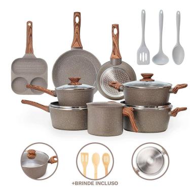 Imagem de Jogo Panelas 11 Pç Revestimento Cerâmico Indução - Grafito