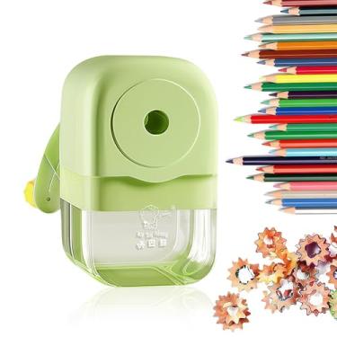 Imagem de Apontador de lápis manual – Manivela de mão com ponta ajustável e banheira para lápis padrão e de cor, verde