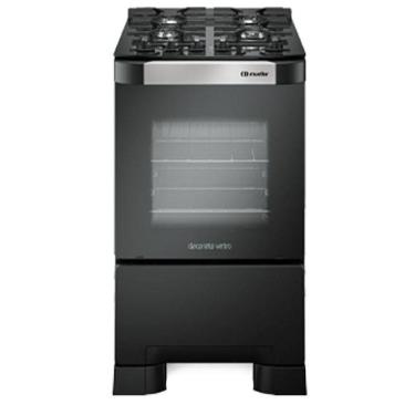 Imagem de Fogão 4 Bocas Decorato Vetro Com Mesa De Vidro Preto Fosco Bivolt