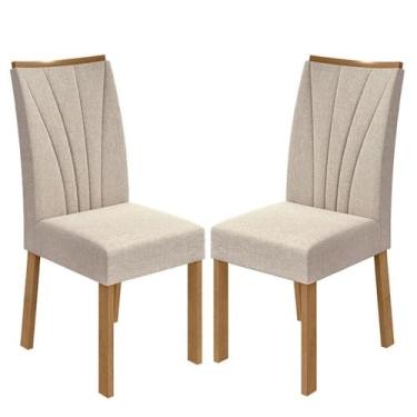 Imagem de Kit 02 Cadeiras para Mesa de Jantar Linho Bege Amêndoa Clean - Conforto e Sofisticação para Sua Sala de Jantar