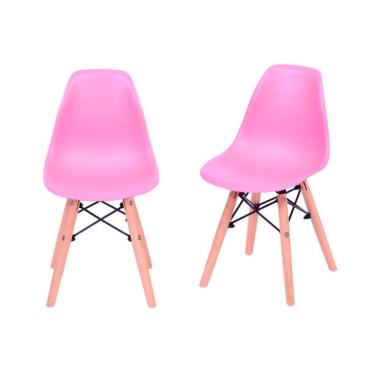 Imagem de Conjunto com 2 Cadeiras Infantis DKR Eames Rosa e Madeira