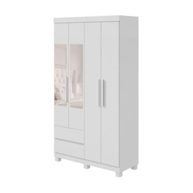 Imagem de Guarda-Roupa Casal com Espelho Zeus com Pés 4 Portas 2 Gavetas Branco