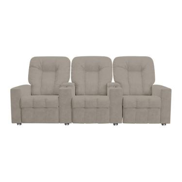 Imagem de Poltrona Reclinável Para Cinema 3 Lugares Sora Veludo Capuccino Fh1 - D'rossi