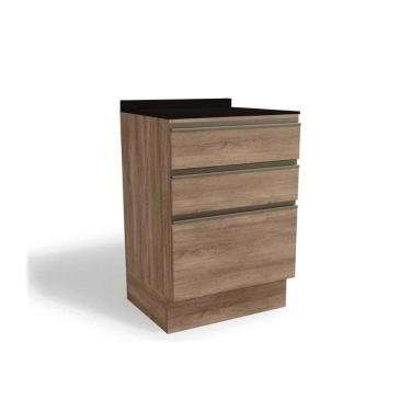 Imagem de Balcão De Cozinha Maxxi G743 3 Gavetas C-tampo 60cm Nogal-preto - Kappesberg