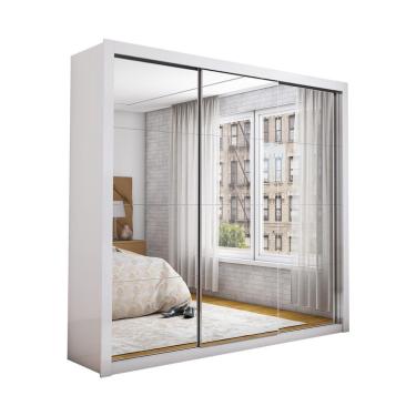 Imagem de Guarda Roupa Roupeiro Isabela Master 3 Portas De Correr Com Espelho 4 Gavetas Carioca Branco