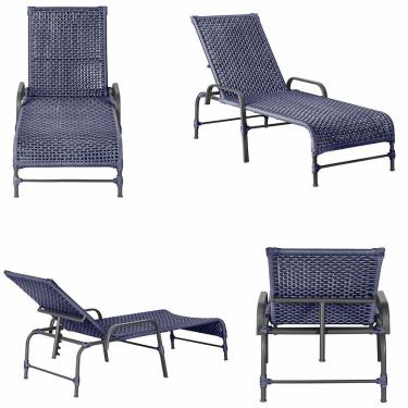 Imagem de Espreguiçadeira Catar Corda Náutica Alumínio Jardim Piscina Azul