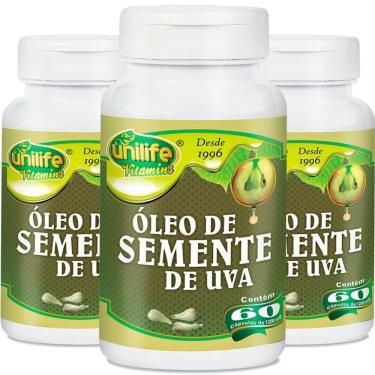 Imagem de Kit 3 Óleo De Semente De Uva 1200Mg Unilife 60 Cápsulas
