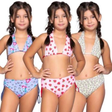 Imagem de KIT 3 Biquini Cortininha Bionda Infantil WLS Modas Confortavel Básico 