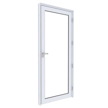 Imagem de Porta de Alumínio de Giro com Vidro Temperado 215x90 - Eccellente Branco