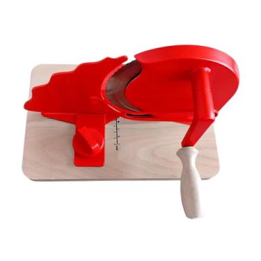 Imagem de IEUDNS Cortador de Pão Manual com Manivela, Ferramenta Portátil com Ventosa, Ideal para Pão de Fermentação Natural Caseiro, Supermercados E comércios, Vermelho, Tamanho real