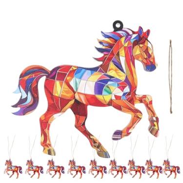 Imagem de 10 peças de enfeite de acrílico para cavalo, apanhador de sol, decoração de pônei pendurado com cordão colorido para presentes equestres (estilo 1)