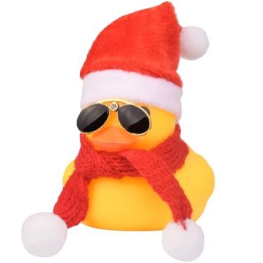 Imagem de MuMyer Ornamentos de carro de pato de borracha, decorações de painel de carro de pato amarelo para decoração de Natal e decorações de casa com mini chapéu cachecol e óculos de sol (A2)