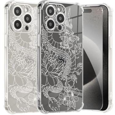 Imagem de Roemary Capa de dragão para iPhone 16e com design de flor de dragão, estampa floral com protetor de tela [Buffertech impacto de queda de 2 metros] Capa protetora de TPU macio para iPhone 16e 6,1