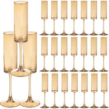 Imagem de Conjunto de 24 taças de champanhe de cristal, taças de champanhe sopradas à mão com haste longa, taças de vinho espumante elegantes de 170 g, presente exclusivo para aniversário, casamento