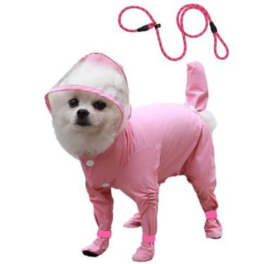 Imagem de Capa de chuva para cães IOICYBF refletiva impermeável com capuz para c