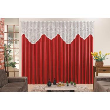 Imagem de Cortina Grande para Sala Vermelho 3,00m x 2,50m Tecido Microfibra com 