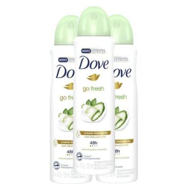 Imagem de Kit 3 Desodorante Antitranspirante Aerosol Dove Go Fresh Pepino e Chá 