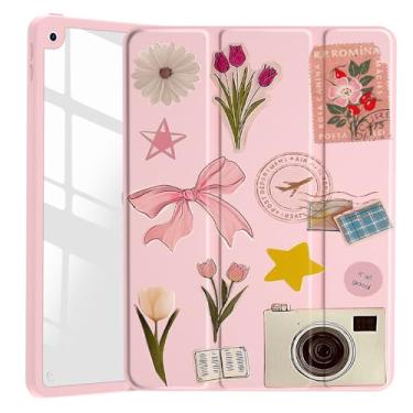 Imagem de VibrantFruitique Capa de colagem de adesivos para iPad Pro de 13 polegadas (M4) 2024 capa híbrida rígida transparente com suporte para lápis, capa para tablet feminina com suporte de três dobras