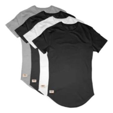 Imagem de Kit 4 Camisetas Oversized Camisa Longline Swag Aproveite Preta, Branca e Cinza-Masculino