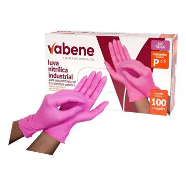 Imagem de Luva Nitrilica Descartavel Com 100Un Sem Pó Rosa Azul Branco