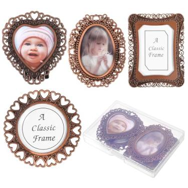 Imagem de guduling 4 molduras em miniatura, mini molduras vintage, mini molduras estilo barroco, 4 formas, cor bronze