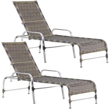 Imagem de 3 Espreguiçadeiras E Mesa Grécia com Balde Em Alumínio Trama Capuccino