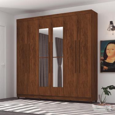 Imagem de Roupeiro 6 Portas Com Espelho Bentley Imbuia Rústico