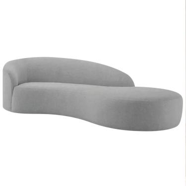 Imagem de Divã Recamier Orgânico França 160cm Lado Direito Linho - Amarena Moveis Cor Cinza Claro