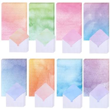 Imagem de Humyoun Conjunto de 72 peças de papel e envelopes para aquarela, inclui 48 papéis de aquarela forrados com 24 envelopes correspondentes para carta de amor, convites de festa, 6 designs coloridos