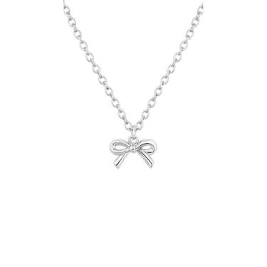 Imagem de Colar com laço feminino - pingente de laço delicado de aço inoxidável banhado a ouro 18K - lindo colar de fita - laço de pérola - joia impermeável sem manchas - presente de Natal para ela, Small, Aço