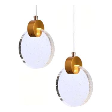 Imagem de Pendente De Cristal Led Círculo Dourado 3000k 32cm Bivolt Dourado