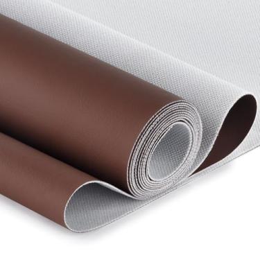 Imagem de Tecido de vinil marinho de 2 metros, estofamento de couro sintético, macio e impermeável para barcos ao ar livre, assentos de carro, artesanato, costura DIY, sofá, bolsa de mão 137 x 183 cm (castanho)