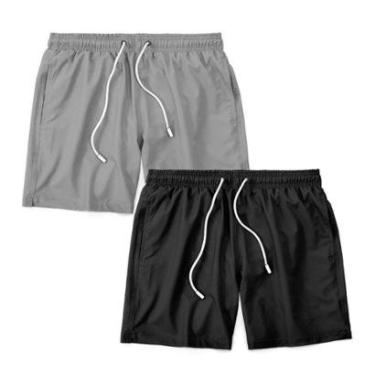 Imagem de Kit 2 Shorts Bermuda Masculino Tactel Liso Praia Academia-Masculino