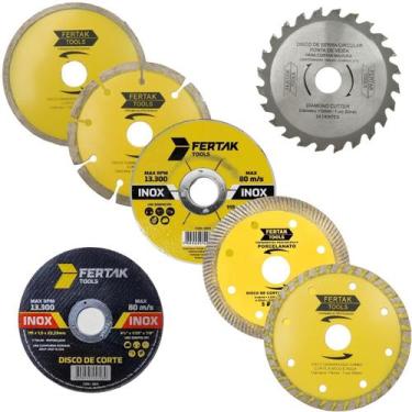 Imagem de Kit 06 Discos Corte Metal Porcelanato Madeira + Desbaste - Fertak