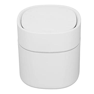 Imagem de VBESTLIFE Mini Lata de Lixo Com Tampa, Lata de Lixo Pequena de Mesa para Reciclagem, Lata de Lixo Fofa para Bancada de Mesa, para Quarto de Carro de Sala de Escritório (Branca)