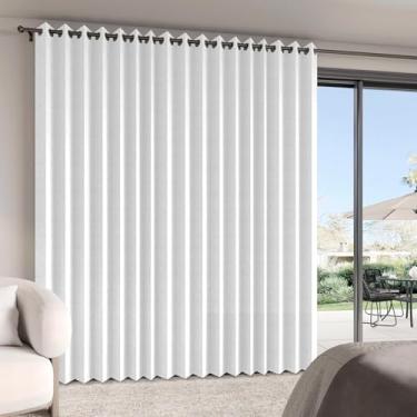 Imagem de HMYI Cortinas verticais, divisórias de quarto, persianas plissadas para portas de vidro deslizantes, parede temporária, cortina de armário, porta de quarto, 1 painel, L 120 x C96, branco