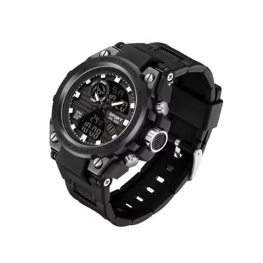 Imagem de Relógio Digital e Analógico Tático Estilo Militar Esportivo Resistente Shock I Relógio de Pulso Masculino para Homem Esportivo Resistente à água com LED Noturno com Cronômetro Pulseira Resistente Robusto SW38 (Todo Preto)