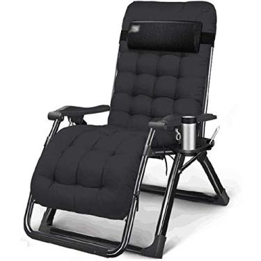 Imagem de Espreguiçadeira dobrável textilene cadeira reclinável jardim espreguiçadeira praia cadeira ajustável gravidade zero exterior portátil preto, suporta 200 kg (cor, prata, tamanho, sem almofada), preto
